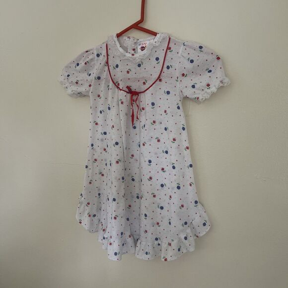 Vintage 90s Kids & More Toddler Lace Trimmed Daisy Print Maxi Sleep Dress- 2T - Picture 3 of 6
